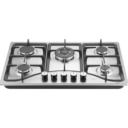 BENTISM Gas Cooktop Stove Top 30 inch Max 12250BTU 5 Burners Built-in LPG/NG Convertible