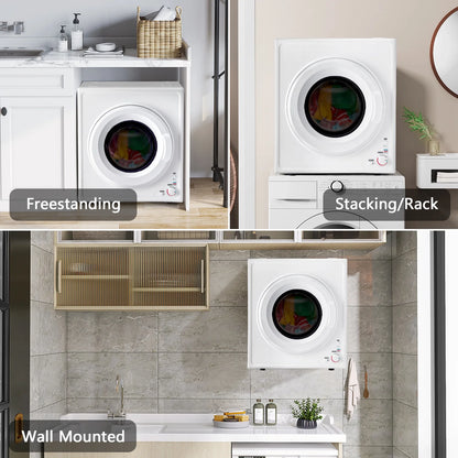 GYJ40-168I1 Compact portable Household clothes Dryer 4KG 2.6CUFT with Stainless Steel Drum White 120V 1400W MECHANICAL Control