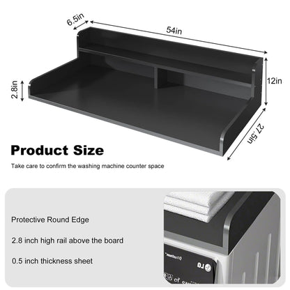 S-HOME Large Space 2-Tier Washer and Dryer Countertop with 2.75 Inch H Guard, 54 Inch W x 27.5 Inch D Topper for Laundry Room