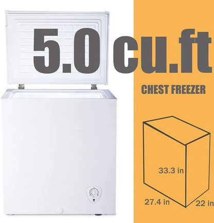 SMAD 5 Cu ft Chest Freezer Removable Baskets Free-Standing Top Open Door Deep Freezer, White