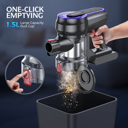 Roanow Cordless Vacuum Cleaner, 38KPA/55Mins with Display Stick Vacuum for Home Hardwood Floor Carpet Pet