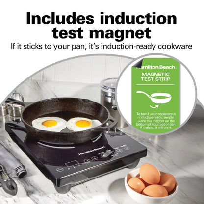 Hamilton Beach Induction Stove Cooktop, Electric Induction Burner and Hot Plate for Cooking, Black