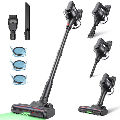 MOOSOO Cordless Vacuum with Brushless Motor, 60 mins max runtime, Stick Vacuum for Hard Floor Carpet Pet Hair