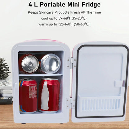 Mini Beauty Fridge, Mini Refrigerator Fridges for Bedrooms, Portable Small Fridge for Car, Travel, Home Skincare, Makeup (UK Plug)