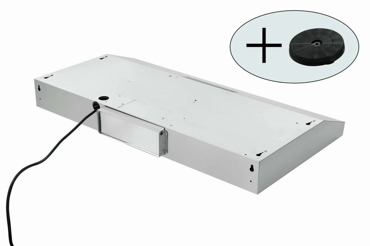 30 inch Under Cabinet Range Hood Stainless Steel Kitchen 230CFM Vent LED Light with Carbon Filter