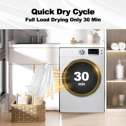 SMAD 8 Cu ft Electric Front Load Dryer, 27 in.W Large Capacity Steam Function Wrinkle Care Stackable