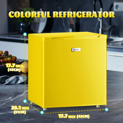 WANAI 1.7 Cu.Ft Mini Fridge with Freezer Single Door Retro Refrigerator for Home Dorm Apt Yellow
