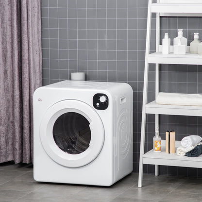 Clothes Dryer HOMCOM Portable Clothes Dryer, 120V 1300W Compact Laundry Dryer with Intelligent Drying, 3.2 cu.ft Stainless Steel Drum, Front Load Electric Dryer for Apartments, Dorms, RVs, White,Elec