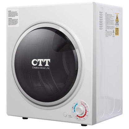 CTT 3.5 Cu. Ft. Clothes Dryer, 1500W Electric Dryers for Clothes, Electric Clothes Dryer with Stainless Steel Drumble for 13.2 lbs. with 4 Automatic Drying Modes (White)