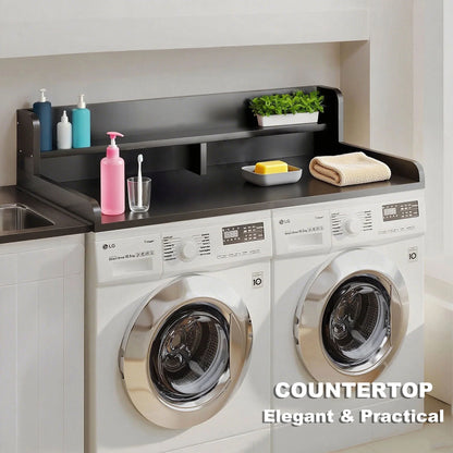 S-HOME Large Space 2-Tier Washer and Dryer Countertop with 2.75 Inch H Guard, 54 Inch W x 27.5 Inch D Topper for Laundry Room
