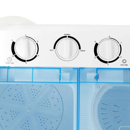 Wash Machine 17.6LBS Mini Compact Twin Tub Laundry Washer Spin Dryer Save Time