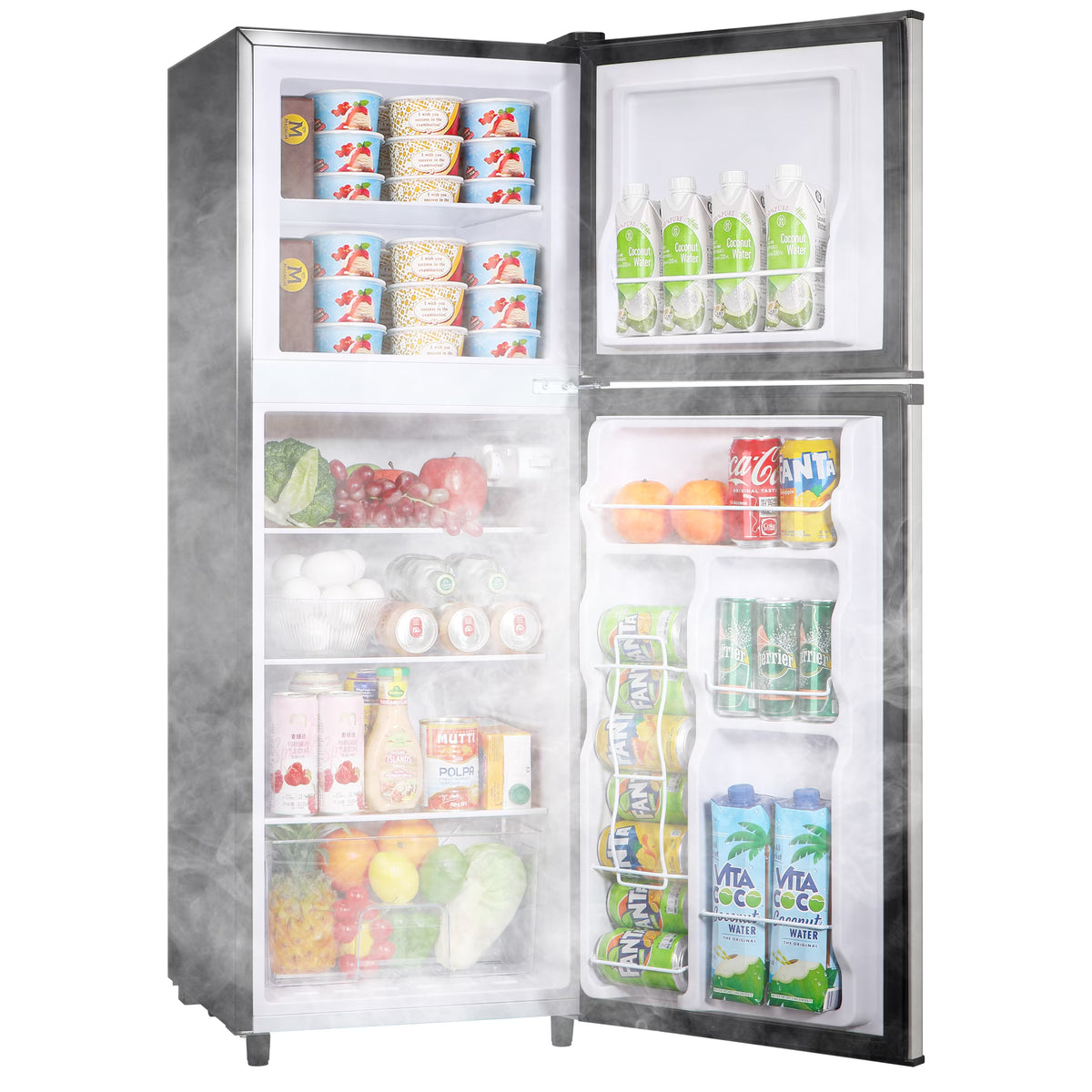 4.5 Cu. ft. Compact Refrigerator 2 Door with Freezer,5 Adjustable Thermostat & 4 Removable Glass Shelves
