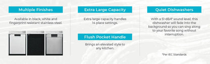 Kenmore 02214592 Built-in 24" Stainless Steel Tub Dishwasher, SmartWash, White, 34"H x 24"W x 25"D