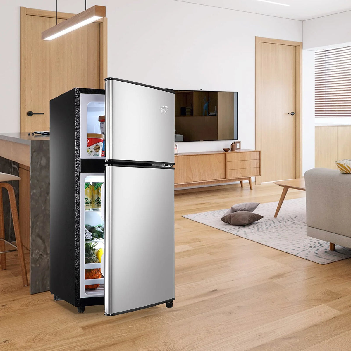GGTB Retro Compact Two Door Refrigerator, Black, 3.0 Cu ft