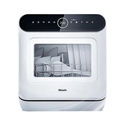 Riowin Dish washing machines, Ultra-Slim Dishwasher Upgrade 3 Spray Arms, 12H Delay Start and Air Refresh Function, for Apartments, RVs, White