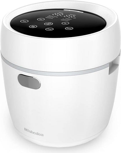 Mishcdea Small Rice Cooker 3 Cup Uncooked Mini Rice Cooker Ceramic Non-Stick Cooker Suitable for 1-2 People, Multi-Menu with Smart Touch Screen, Timer and Warmer for Quinoa, Oats and Grains