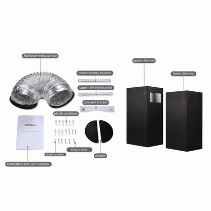 24 inch Wall Mounted Range Hood Kitchen Stove Vent Hood 450 CFM 3-Speed Fan