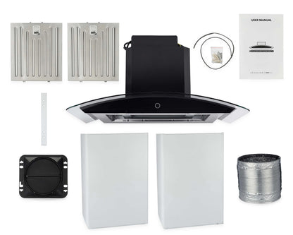 Hauslane|Chef Series WM-639 30-inch Wall Mounted Range Hood | Contemporary Design Professional Suction | Dishwasher Safe Baffle Filters, 3 Speed Settings, Touch Control Panel