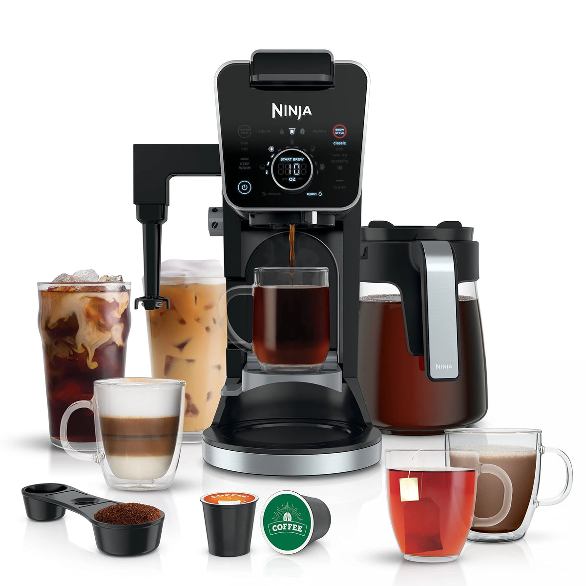 Ninja Drip Coffee Maker With K Cup Combo, DualBrew Pro Specialty Coffee System, Coffee Machine Compatible with K-Cup Pods, 12 Cup Single Serve Coffee Makers with Paper Filter, CFP301 Frother? F