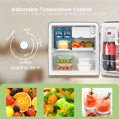 Comfee' 1.7 Cu.Ft Mini Fridge, Compact Retro Refrigerator, Energy Saving, Low Noise, Adjustable Thermostat, Single Door Small Fridge with Chiller Box for Bedroom, Office
