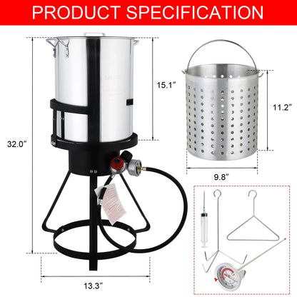 Ktaxon Propane Outdoor Fryer Aluminum Frying/Boiling Turkey Fryer Pot 30QT