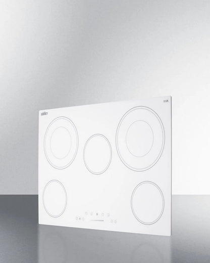 30" Wide 208-240V 5-Burner Radiant Cooktop, White