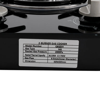 2 Burner Modern Gas Cooktop Gas Stove Top with 2 Burner Black 20.47*12.6 in