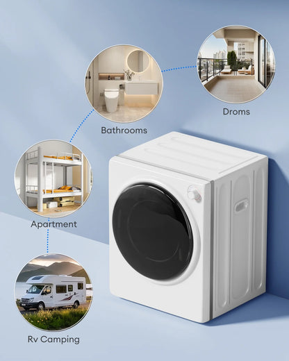 TABU 2.6 cu ft Portable Dryer for Clothes, 8.8 lbs Compact Dryer, Electric Dryer for Apartment,White
