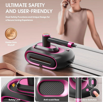 Newbealer Steamer for Clothes,2-in-1 1550W Turbocharged Garment Steamer & Iron ,3 Levels Smart Control Steaming,1.2L Detachable Tank,Auto Shut-Off,Self-Cleaning,Innovative Storage: Hang or Wall Mount