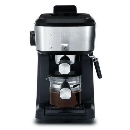 Gourmia 4-Shot Steam Espresso, Cappuccino, and Latte Maker with Frothing Wand, Black, New