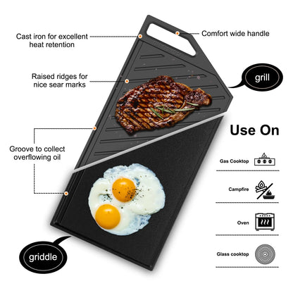 GASLAND 36 in. 5 Burners Black Enamel Gas Cooktop with Griddle, NG/LPG Convertible, PRO GH3365EF