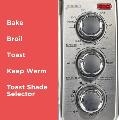 4-Slice Convection Oven, Stainless Steel, Curved Interior Fits a 9 inch Pizza, TO1313SBD