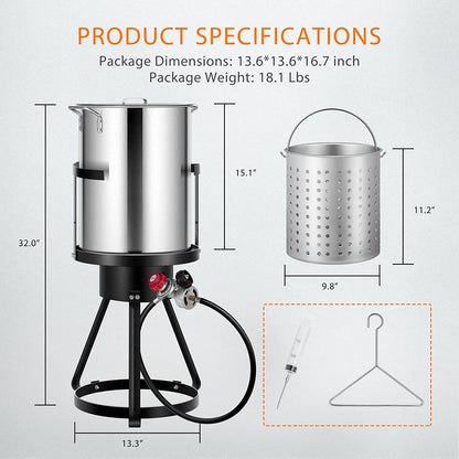 VIVOHOME 30 qt 54,000 BTU Aluminum Turkey Fryer