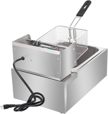 ZOKOP 6L Electric Deep Fryer, Kitchen Frying Machine, Countertop Stainless Steel French Fryer W/Basket, 2500W