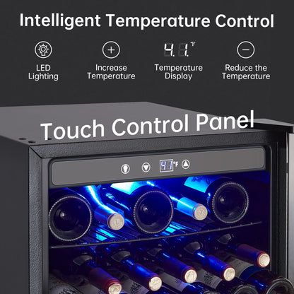 Wine Cooler,Beverage Refrigerator Cooler,Freestanding Wine Cooler Refrigerator with Triple Pane Clear Glass Door,Mini Fridge Countertop Drink Cooler for Home Office,Temperature Adjustment Range 40~61?��