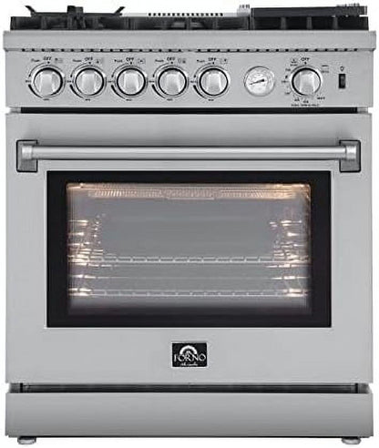 Forno Lazio 30-Inch Freestanding Gas Range, 4 Burners, Convection Oven, Energy Efficient