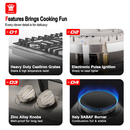 Gasland Chef 36 in. NG/LPG Convertible Gas Cooktop in Stainless Steel with 5 Burners