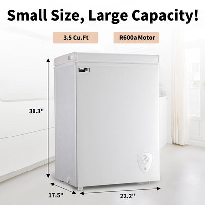 WANAI Chest Freezer 3.5 Cu.ft, Deep Freezer with Top Open Door ,White