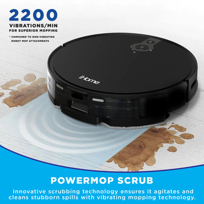 iHome AutoVac Eclipse Pro 3-in-1 Robot Vacuum and Vibrating Mop, Homemap Navigation