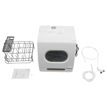 Portable White Countertop Dishwasher Compact Dishwasher 5 Washing Programs 1200W