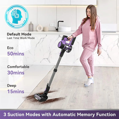 INSE Cordless Vacuum Cleaner, 6-in-1 Stick Vacuum with 26Kpa 350W Suction, Max 50 Min Runtime Rechargeable Vacuum Cleaners for Hard Floor Pet Hair