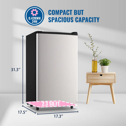 WANAI 3.2 Cu.ft Mini Refrigerator with 5 Temp Control Small Fridge Compact Size for Any Room Silver