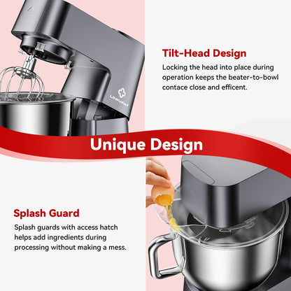 LINKChef 7.4 Quart Stand Mixer, 800W 12-Speed Tilt-Head Food Mixer, Kitchen Electric Mixer with Dough Hook, Wire Whip & Beater