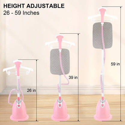 BEAMNOVA Standing Garment Steamer for Clothes, Professional for Home and Business Use Full-Size Clothing Steamer with Hanger & Ironing Board, Pink