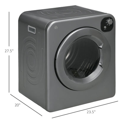 HOMCOM Compact Laundry Dryer Machine, 1300W, 3.22 Cu. Ft. Electric Automatic Portable Clothes Dryer with 7 Drying Modes and Stainless Steel Tub for Apartment or Dorm, White