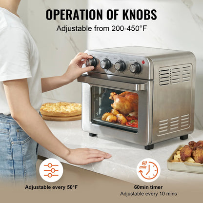 KFFKFF 7-IN-1 Air Fryer Toaster Oven 18L Stainless Steel 1700W Convection Oven