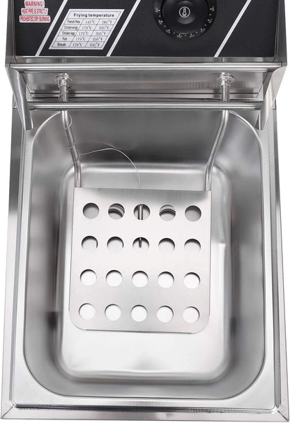 ZOKOP 6L Electric Deep Fryer, Kitchen Frying Machine, Countertop Stainless Steel French Fryer W/Basket, 2500W