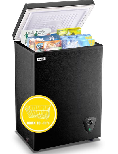 WANAI 3.5 Cu.ft Chest Freezer Small Deep Freeze with 7 Gears Temp Control Office Dorm Kitchen White