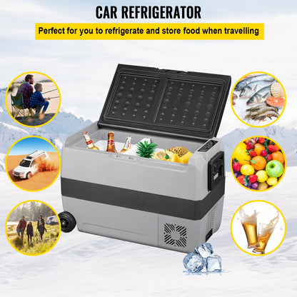 VEVOR Car Refrigerator 48Qt, Dual Zone Car Fridge Freezer12/24V DC & 110-240V AC Electric Compressor Cooler for Truck Vehicle RV