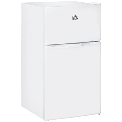 Harper & Bright Designs Double Door Mini Fridge with Freezer, 3.2 Cu.Ft Compact Refrigerator with Adjustable Shelf, Adjustable Thermostat and Reversible Door for Bedroom, Dorm, Home Office, White